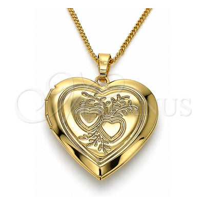 Oro Laminado Pendant Necklace, Gold Filled Style Heart Design, Polished, Golden Finish, 04.117.0027.20 (02 MM Thickness, 20 Inches Length)