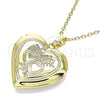 Oro Laminado Locket Pendant, Gold Filled Style Heart Design, Polished, Golden Finish, 05.117.0020