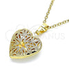 Oro Laminado Locket Pendant, Gold Filled Style Heart Design, Polished, Golden Finish, 05.117.0022