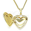 Oro Laminado Pendant Necklace, Gold Filled Style Heart and Flower Design, Polished, Golden Finish, 04.117.0030.20 (02 MM Thickness, 20 Inches Length)