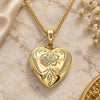 Oro Laminado Pendant Necklace, Gold Filled Style Heart and Flower Design, Polished, Golden Finish, 04.117.0030.20 (02 MM Thickness, 20 Inches Length)