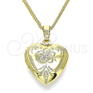 Gold Filled Necklace — Pendant Necklace Heart and Flower Design Polished 04. — main product view — SKU 144806 | Oro Laminado collar — Pendant Necklace corazón and flor diseño pulido 04. — SKU 144806