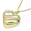Oro Laminado Locket Pendant, Gold Filled Style Heart Design, Polished, Golden Finish, 05.117.0026