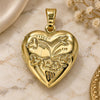 Oro Laminado Locket Pendant, Gold Filled Style Heart and Flower Design, Polished, Golden Finish, 05.117.0027