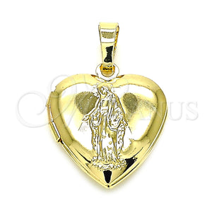 Gold Filled Pendant — Locket Pendant Heart and Virgen Maria Design Polished — main product view — SKU 144815 | Oro Laminado dije — Locket Pendant corazón and Virgen Maria diseño pulido — SKU 144815