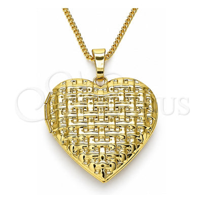 Oro Laminado Pendant Necklace, Gold Filled Style Heart Design, Polished, Golden Finish, 04.117.0038.18 (02 MM Thickness, 18 Inches Length)