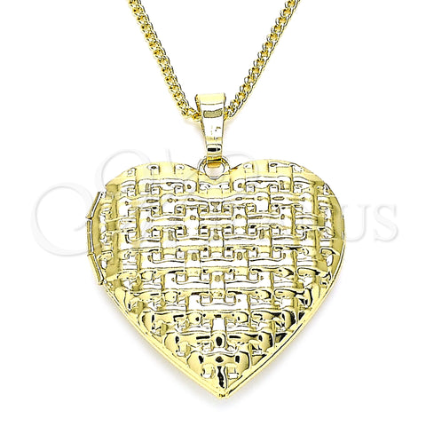 Oro Laminado Pendant Necklace, Gold Filled Style Heart Design, Polished, Golden Finish, 04.117.0038.18 (02 MM Thickness, 18 Inches Length)