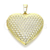 Oro Laminado Locket Pendant, Gold Filled Style Heart Design, Polished, Golden Finish, 05.117.0032