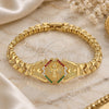 Oro Laminado Fancy Bracelet, Gold Filled Style Divino NiÃ±o and Heart Design, with Multicolor Cubic Zirconia, Diamond Cutting Finish, Golden Finish, 03.100.0069.07 (08 MM Thickness, 7 Inches Length)