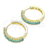 Oro Laminado Huggie Hoop, Gold Filled Style with Blue Topaz Cubic Zirconia, Polished, Golden Finish, 02.210.0105.14.25