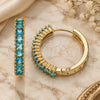 Oro Laminado Huggie Hoop, Gold Filled Style with Blue Topaz Cubic Zirconia, Polished, Golden Finish, 02.210.0105.14.25