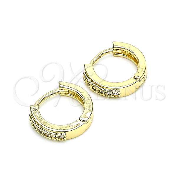Gold Filled Hoop Earrings — Huggie Hoop with White Micro Pave Polished 02. — alternate product view — SKU 144829 | Oro Laminado aretes de aro — Huggie Hoop with blanco Micro Pave pulido 02. — SKU 144829