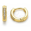 Oro Laminado Huggie Hoop, Gold Filled Style with White Micro Pave, Polished, Golden Finish, 02.210.0598.10