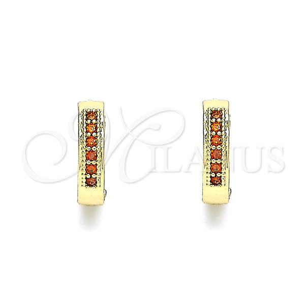 Gold Filled Hoop Earrings — Huggie Hoop with Garnet Micro Pave Polished 02. — alternate product view — SKU 144830 | Oro Laminado aretes de aro — Huggie Hoop with Garnet Micro Pave pulido 02. — SKU 144830