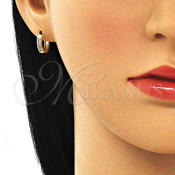 Gold Filled Hoop Earrings — Huggie Hoop with Amethyst Micro Pave Polished 02. — alternate product view — SKU 144831 | Oro Laminado aretes de aro — Huggie Hoop with Amethyst Micro Pave pulido 02. — SKU 144831