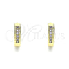 Oro Laminado Huggie Hoop, Gold Filled Style with Amethyst Micro Pave, Polished, Golden Finish, 02.210.0598.2.10
