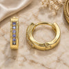 Oro Laminado Huggie Hoop, Gold Filled Style with Amethyst Micro Pave, Polished, Golden Finish, 02.210.0598.2.10