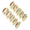 Oro Laminado Huggie Hoop, Gold Filled Style with Amethyst Micro Pave, Polished, Golden Finish, 02.210.0598.2.10