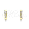 Oro Laminado Huggie Hoop, Gold Filled Style with Pink Micro Pave, Polished, Golden Finish, 02.210.0598.3.10