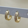 Oro Laminado Huggie Hoop, Gold Filled Style with Pink Micro Pave, Polished, Golden Finish, 02.210.0598.3.10