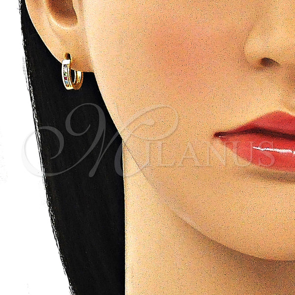 Gold Filled Hoop Earrings — Huggie Hoop with Multicolor Micro Pave Polished 02. — alternate product view — SKU 144833 | Oro Laminado aretes de aro — Huggie Hoop with Multicolor Micro Pave pulido 02. — SKU 144833