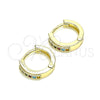 Oro Laminado Huggie Hoop, Gold Filled Style with Multicolor Micro Pave, Polished, Golden Finish, 02.210.0598.4.10