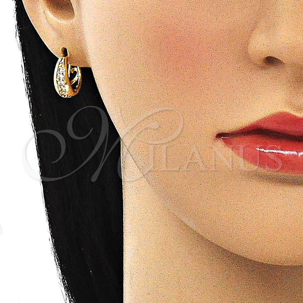 Gold Filled Hoop Earrings — Huggie Hoop with White Cubic Zirconia Polished 02. — alternate product view — SKU 144834 | Oro Laminado aretes de aro — Huggie Hoop with blanco Cubic Zirconia pulido 02. — SKU 144834