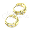 Oro Laminado Huggie Hoop, Gold Filled Style with White Cubic Zirconia, Polished, Golden Finish, 02.210.0599.15