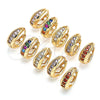Oro Laminado Huggie Hoop, Gold Filled Style with White Cubic Zirconia, Polished, Golden Finish, 02.210.0599.15