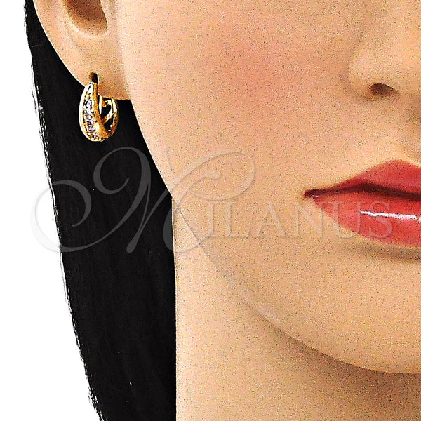 Gold Filled Hoop Earrings — Huggie Hoop with Amethyst Cubic Zirconia Polished 02. — alternate product view — SKU 144836 | Oro Laminado aretes de aro — Huggie Hoop with Amethyst Cubic Zirconia pulido 02. — SKU 144836