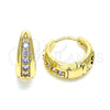 Oro Laminado Huggie Hoop, Gold Filled Style with Amethyst Cubic Zirconia, Polished, Golden Finish, 02.210.0599.2.15