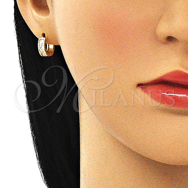 Gold Filled Hoop Earrings — Huggie Hoop with White Cubic Zirconia Polished 02. — alternate product view — SKU 144839 | Oro Laminado aretes de aro — Huggie Hoop with blanco Cubic Zirconia pulido 02. — SKU 144839