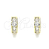 Oro Laminado Huggie Hoop, Gold Filled Style with White Cubic Zirconia, Polished, Golden Finish, 02.210.0600.10