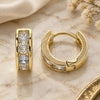 Oro Laminado Huggie Hoop, Gold Filled Style with White Cubic Zirconia, Polished, Golden Finish, 02.210.0600.10