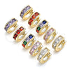 Oro Laminado Huggie Hoop, Gold Filled Style with White Cubic Zirconia, Polished, Golden Finish, 02.210.0600.10