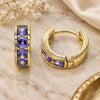 Oro Laminado Huggie Hoop, Gold Filled Style with Amethyst Cubic Zirconia, Polished, Golden Finish, 02.210.0600.2.10