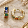 Oro Laminado Huggie Hoop, Gold Filled Style with Multicolor Cubic Zirconia, Polished, Golden Finish, 02.210.0600.4.10