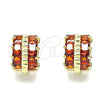 Oro Laminado Huggie Hoop, Gold Filled Style with Garnet Cubic Zirconia, Polished, Golden Finish, 02.210.0601.1.12