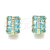 Oro Laminado Huggie Hoop, Gold Filled Style with Aqua Blue Cubic Zirconia, Polished, Golden Finish, 02.210.0601.2.12
