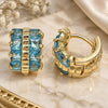 Oro Laminado Huggie Hoop, Gold Filled Style with Aqua Blue Cubic Zirconia, Polished, Golden Finish, 02.210.0601.2.12