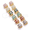 Oro Laminado Huggie Hoop, Gold Filled Style with Aqua Blue Cubic Zirconia, Polished, Golden Finish, 02.210.0601.2.12