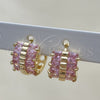 Oro Laminado Huggie Hoop, Gold Filled Style with Pink Cubic Zirconia, Polished, Golden Finish, 02.210.0601.4.12