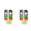 Oro Laminado Huggie Hoop, Gold Filled Style with Multicolor Cubic Zirconia, Polished, Golden Finish, 02.210.0601.5.12