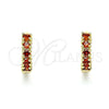 Oro Laminado Huggie Hoop, Gold Filled Style with Garnet Cubic Zirconia, Polished, Golden Finish, 02.210.0602.1.12