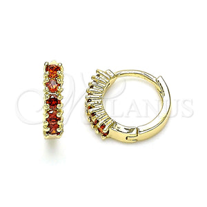 Gold Filled Hoop Earrings — Huggie Hoop with Garnet Cubic Zirconia Polished 02. — main product view — SKU 144852 | Oro Laminado aretes de aro — Huggie Hoop with Garnet Cubic Zirconia pulido 02. — SKU 144852