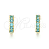Oro Laminado Huggie Hoop, Gold Filled Style with Blue Topaz Cubic Zirconia, Polished, Golden Finish, 02.210.0602.2.12