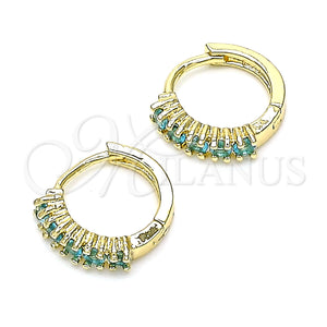 Gold Filled Hoop Earrings — Huggie Hoop with Blue Topaz Cubic Zirconia Polished — main product view — SKU 144853 | Oro Laminado aretes de aro — Huggie Hoop with Blue Topaz Cubic Zirconia pulido — SKU 144853
