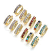 Oro Laminado Huggie Hoop, Gold Filled Style with Blue Topaz Cubic Zirconia, Polished, Golden Finish, 02.210.0602.2.12