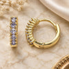 Oro Laminado Huggie Hoop, Gold Filled Style with Amethyst Cubic Zirconia, Polished, Golden Finish, 02.210.0602.3.12