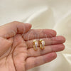 Oro Laminado Huggie Hoop, Gold Filled Style with Pink Cubic Zirconia, Polished, Golden Finish, 02.210.0603.3.15